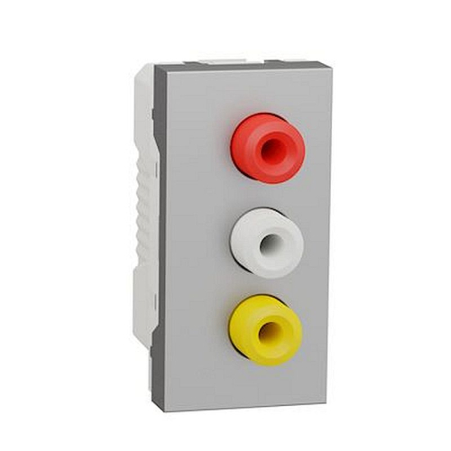 Unica - prise RCA triple (rouge blanc jaune) - 1 mod - Alu - méca seul-NU343130-3606489455965-SCHNEIDER ELECTRIC FRANCE