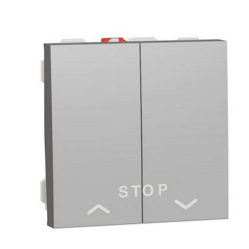 Unica - cde volet-roulant - double poussoir + STOP - 2 mod - Alu - méca seul-NU323730-3606489455651-SCHNEIDER ELECTRIC FRANCE