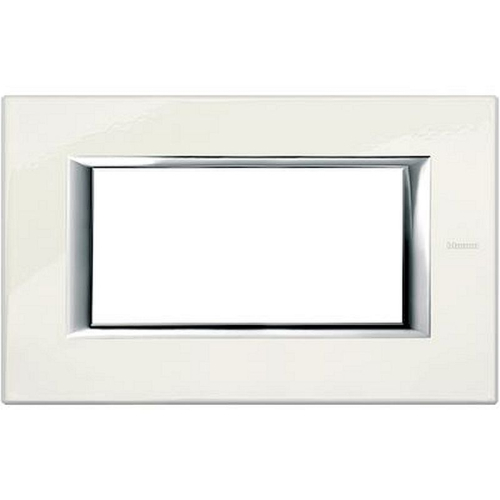 Plaque rectangulaire Axolute Aluminium laqué 4 modules - Blanc-HA4804BG-8012199761145-BTICINO