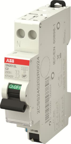 SN201SL Disjoncteur modulaire - 1P+N - 2A - courbe C - 4500A/6kA-peignable-Auto-2CSS245202R0024-8012542086352-ABB