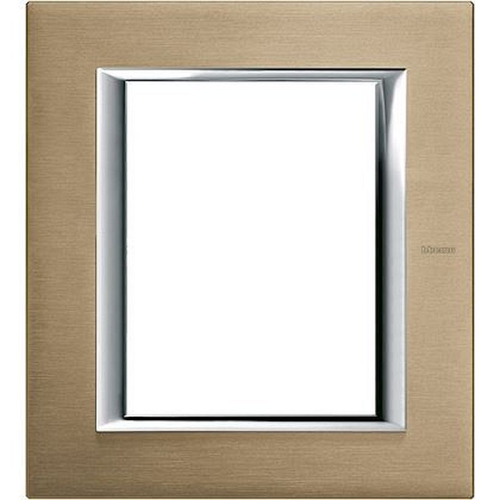 Plaque rectangulaire Axolute Aluminium brossé 3+3 modules - Titane-HA4826NX-8012199761350-BTICINO