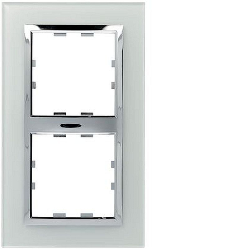 Kallysta épure plaque 2 postes verticale entraxe 71 verre coloris Lumina lagune-WK928-3250617069281-HAGER