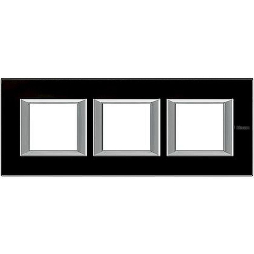 Plaque rectangulaire Axolute Verre 2+2+2 modules horizontal - Noir nuit-HA4802M3HVNN-8012199959221-BTICINO