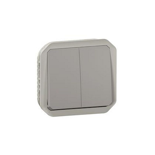 Commande double interrupteur ou poussoir Plexo composable gris-069525L-3414971878211-LEGRAND