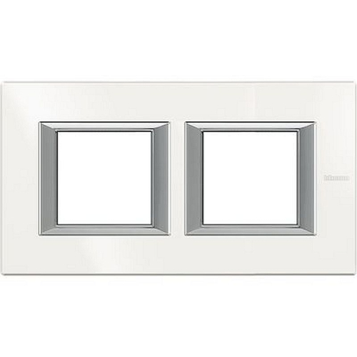 Plaque rectangulaire Axolute Aluminium monochrome 2+2 modules horizontal - Blanc-HA4802M2HHD-8012199977355-BTICINO