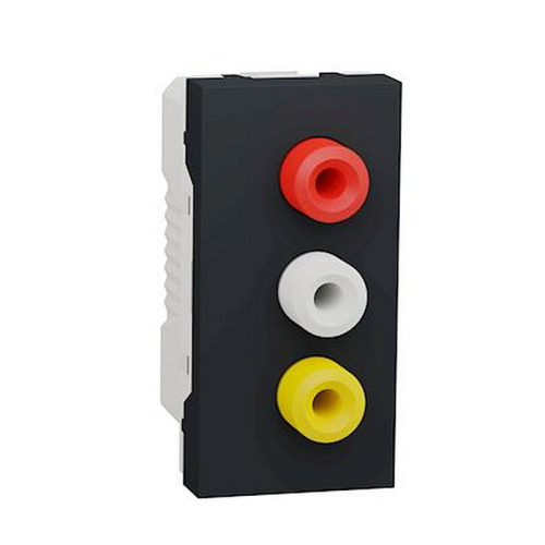 Unica - prise RCA triple (rouge blanc jaune) - 1 mod - Anthracite - méca seul-NU343154-3606489455972-SCHNEIDER ELECTRIC FRANCE