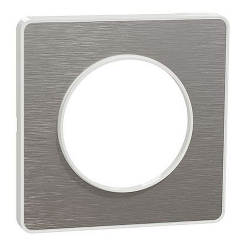 Odace Touch, plaque Aluminium brossé avec liseré Blanc 1 poste-S520802J-3606480318696-SCHNEIDER ELECTRIC FRANCE