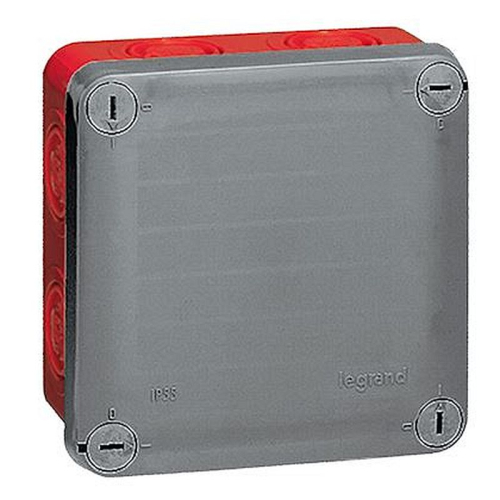 Boîte de dérivation carrée pour presse-étoupe Plexo gris/rouge - 105x105x74mm-092021-3245060920210-LEGRAND