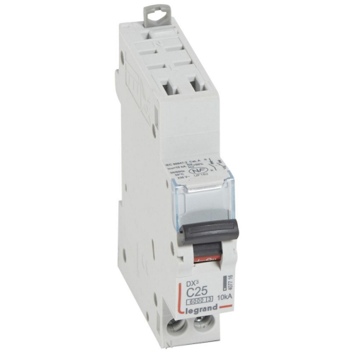 Disjoncteur DX³ 6000 - auto/vis - U+N - 230V~ - 25 A - 10 kA - courbe C - 1M-407716-3245064077163-LEGRAND