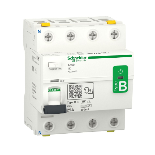 Acti9 iID - interrupteur différentiel - 4P - 25A - 300mA - type B - SI - 400V-A9Z64425-3606489502812-SCHNEIDER ELECTRIC FRANCE