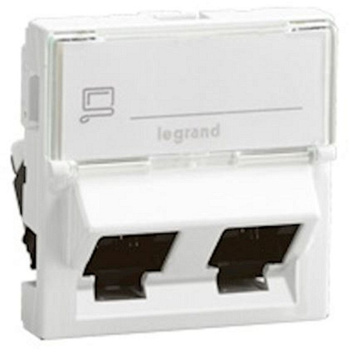 Double prise RJ45 catégorie6 FTP inclines à 45DEG Mosaic 2 modules - blanc-076506-3245060765064-LEGRAND