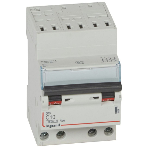 Disjoncteur DX³ 4500 - auto/vis - 4P - 400V~~ - 10A - 6kA - courbe C - 3 modules-406917-3245064069175-LEGRAND