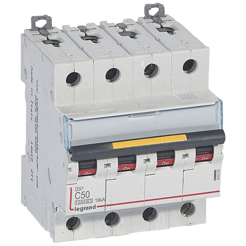 Disjoncteur DX³10000 16kA arrivée haut/départ bas vis 4P 50A courbe C 4 modules-409360-3245064093606-LEGRAND