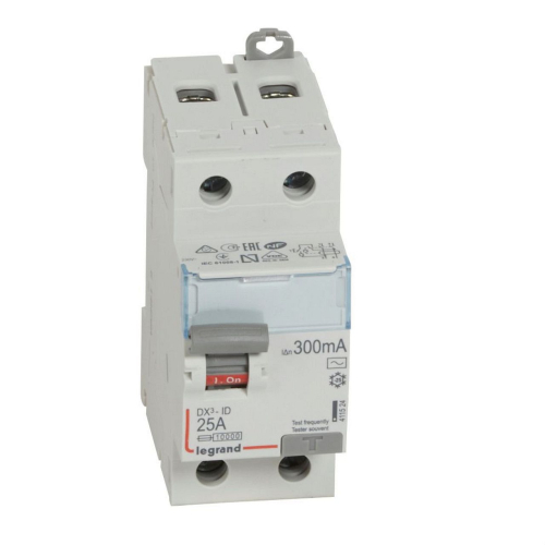 Interrupteur différentiel DX³-ID haut/bas vis - 2P 230V~ 25A typeAC 300mA -2 mod-411524-3245064115247-LEGRAND