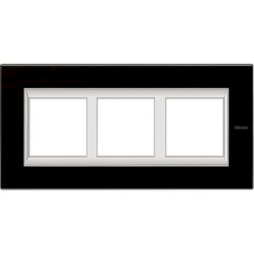 Plaque Axolute Verre 2+2+2modules vertical - rénovation entraxe 57mm -Nuit noire-HA4832/3VNN-8012199811147-BTICINO