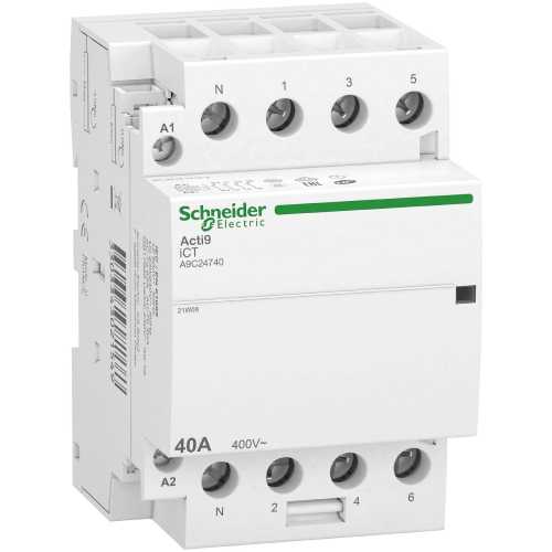 Acti9 iDT40 CT - contacteur tête de groupe - 40A 3P+N 4NO 230/240VAC 50HZ-A9C24740-3606489737177-SCHNEIDER ELECTRIC FRANCE