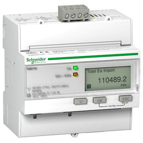 Acti9 iEM - compteur d'énergie tri - 63A - multitarif - alarme kW - Modbus - MID-A9MEM3155-3606480481529-SCHNEIDER ELECTRIC FRANCE