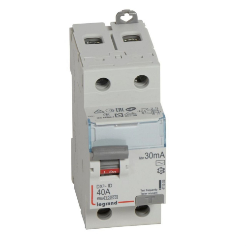 Interrupteur différentiel DX³-ID haut/bas vis - 2P 230V~ 40A typeAC 30mA - 2 mod-411505-3245064115056-LEGRAND