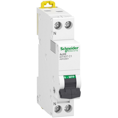 Acti9 iDT40T - disjoncteur modulaire - 1P+N - 1A - courbe C - 4500A/6kA-A9P22601-3606481381286-SCHNEIDER ELECTRIC FRANCE