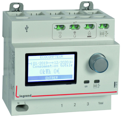 Ecocompteur module pour mesure consommation sur 5 postes 230V~ - 5 modules-412030-3414971485693-LEGRAND