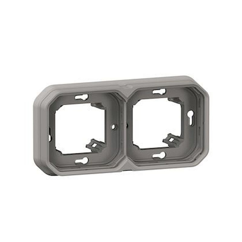 Support plaque encastré 2 postes montage horizontal/vertical Plexo gris-069683L-3414971881372-LEGRAND