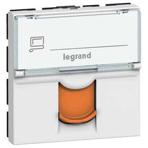 Prise RJ45 catégorie6 FTP avec volet orange Mosaic 2 modules - blanc-076523-3245060765231-LEGRAND