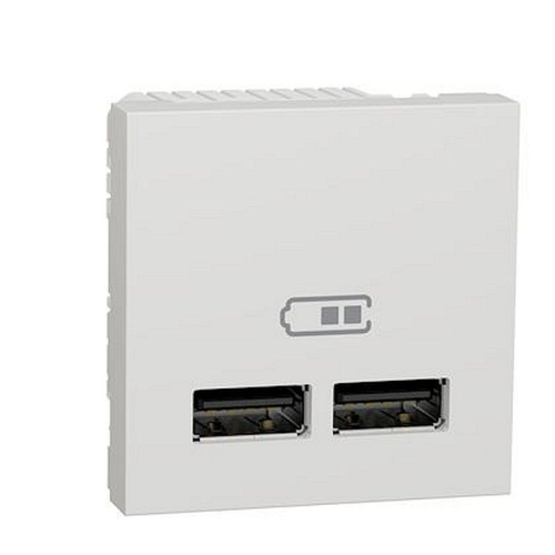 Unica - chargeur USB double - 5Vcc - 1A + 2,1A - 2 modules - Blanc - méca seul-NU341818-3606489455835-SCHNEIDER ELECTRIC FRANCE