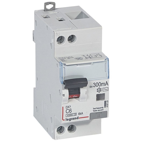 Disjoncteur diff DX³ 4500 - vis/vis -U+N 230V~ 6A - typeAC -300mA -courbe C - 2M-410723-3245064107235-LEGRAND