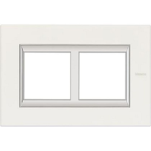 Plaque rectangulaire Axolute Aluminium laqué 2+2 modules entraxe 57mm - Blanc-HA4832/2BG-8012199804293-BTICINO