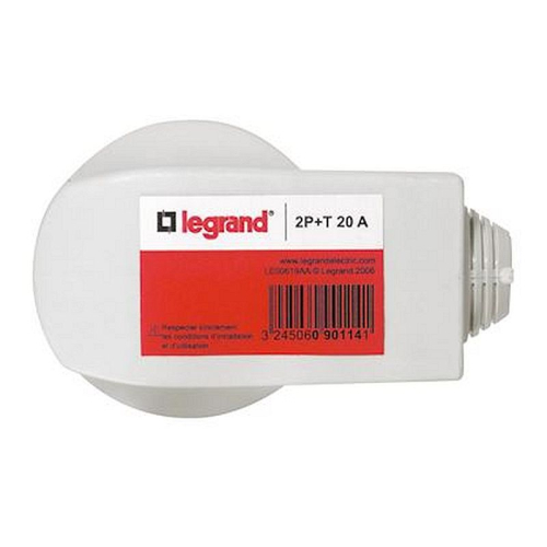 Fiche 2P+T 20A avec serre-câbles avec étiquette avec Gencod-090114-3245060901141-LEGRAND