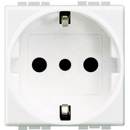 Prise standard germanique et italien 2P+T Livinglight typeP30 Blanc 2 modules-N4140-8012199000756-BTICINO