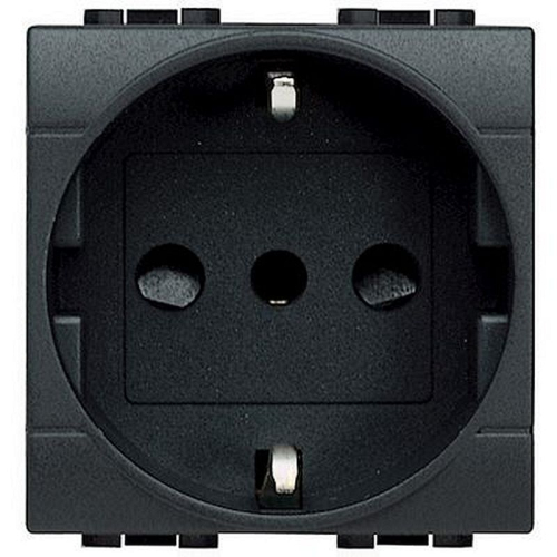 Prise standard germanique-italien 2P+T Livinglight typeP30 -Anthracite 2modules-L4140-8012199000329-BTICINO