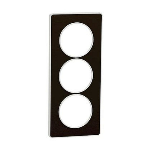 Odace Touch, plaque Bronze brossé avec liseré Blanc 3 postes verticaux 57mm-S520816L-3606480318856-SCHNEIDER ELECTRIC FRANCE