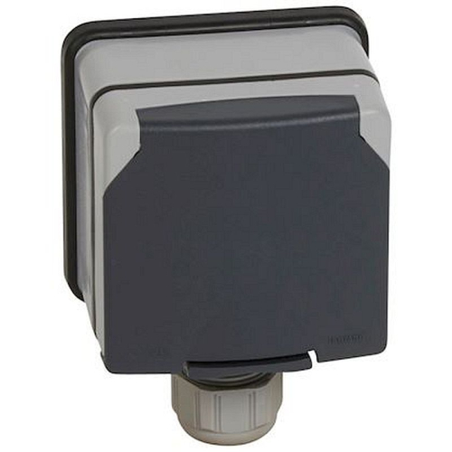 Prise de courant 3P+N+T avec éclips Plexo IP66 complet 20A 400V~ - gris-090457-3245060904579-LEGRAND