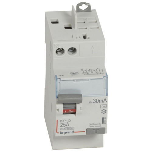 Interrupteur différentiel DX³-ID haut vis/haut auto 2P 230V~ 25A AC 30mA - 2 mod-411631-3245064116312-LEGRAND