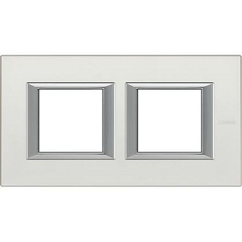 Plaque rectangulaire Axolute Aluminium anodisé 2+2 modules horizontal - Argent-HA4802M2HSAN-8005543479384-BTICINO