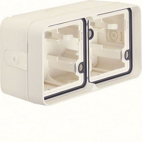 cubyko Boîte double horizontale vide avec 4 entrées associable blanc IP55-WNA685B-3250617175852-HAGER