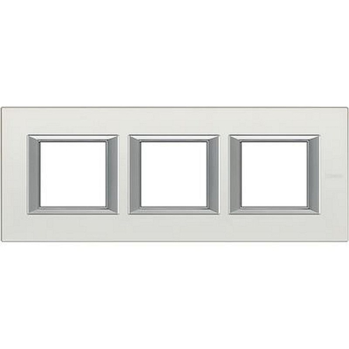 Plaque rectangulaire Axolute Aluminium anodisé 2+2+2 modules horizontal - Argent-HA4802M3HSAN-8005543479407-BTICINO