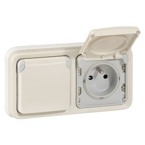 Double prise 2P+T précâblées horizontale Plexo composable IP55 16A 250V - blanc-069642-3245060696429-LEGRAND