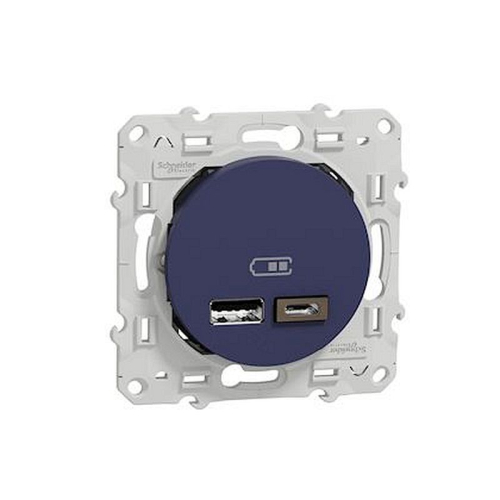 Odace - prise USB double - type A+C - Cobalt - 5 Vcc - 2,4A-S550401-3606481062772-SCHNEIDER ELECTRIC FRANCE