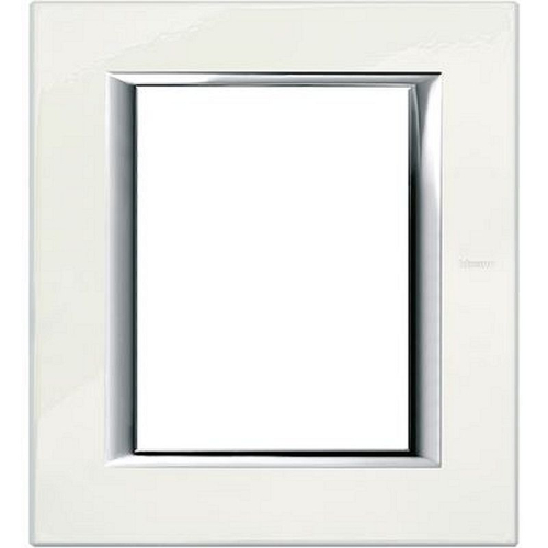 Plaque rectangulaire Axolute Aluminium laqué 3+3 modules - Blanc-HA4826BG-8012199761367-BTICINO