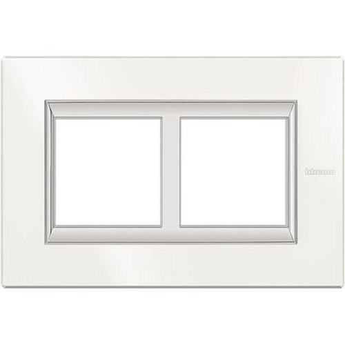 Plaque Axolute Aluminium monochrome 2+2mod horiz rénovation entraxe 57mm -Blanc-HA4832M2HD-8012199977485-BTICINO