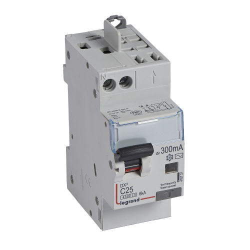 Disjoncteur diff DX³ 4500 -vis/auto -U+N 230V~ 25A -typeAC - 300mA -courbe C -2M-410731-3245064107310-LEGRAND