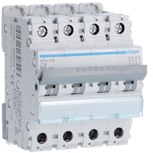 Disjoncteur 4P 6-10kA courbe C - 16A 4 modules-NFN416-3250614628443-HAGER