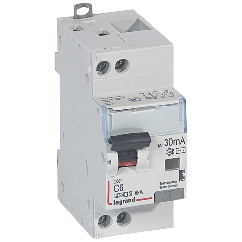 Disjoncteur diff DX³ 4500 -vis/vis -U+N 230V~ 6A - typeAC -30mA -courbe C - 2M-410703-3245064107037-LEGRAND