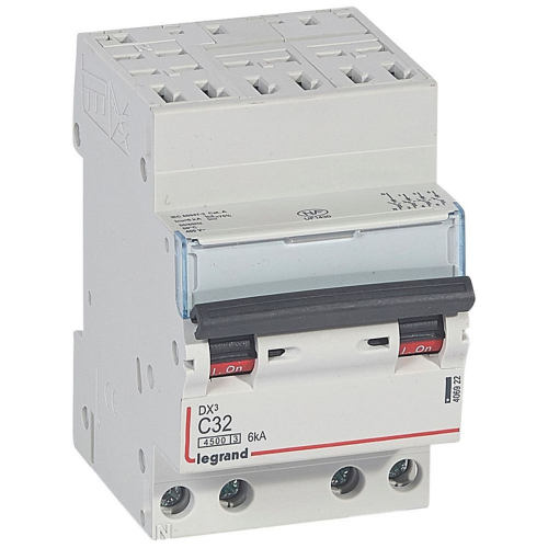 Disjoncteur DX³ 4500 - auto/vis - 4P - 400V~~ - 32A - 6kA - courbe C - 3 modules-406922-3245064069229-LEGRAND