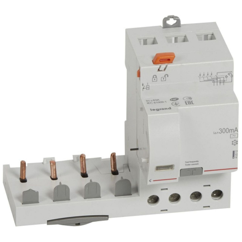 Bloc diff adaptable vis DX³ pour disj. 1 module/pôle - 4P 400V~ 63A typeAC 300mA-410512-3245064105125-LEGRAND