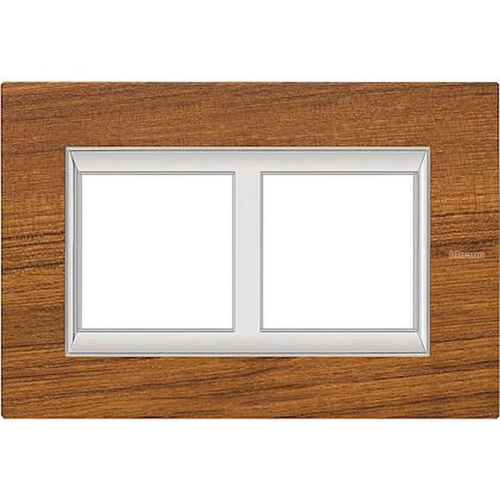 Plaque rectangulaire Axolute Bois 2+2mod horiz rénovation entraxe 57mm -Teck-HA4832/2LTK-8012199810584-BTICINO