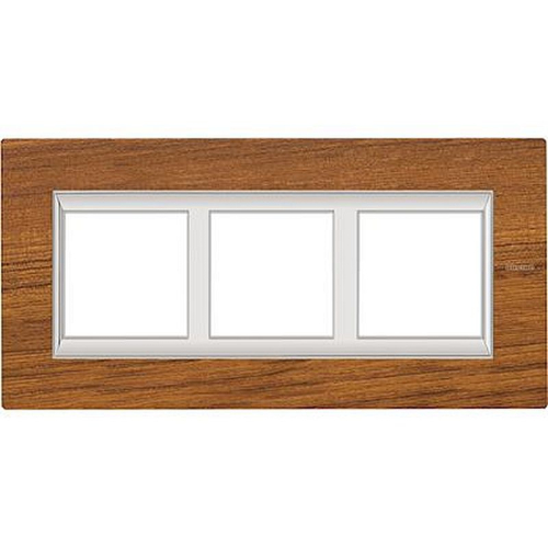 Plaque Axolute Bois 2+2+2 modules vertical pour rénovation entraxe 57mm -Teck-HA4832/3LTK-8012199810683-BTICINO