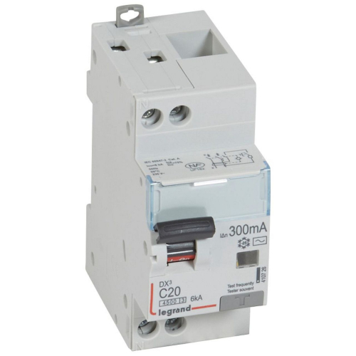 Disjoncteur diff DX³ 4500 - vis/vis -U+N 230V~ 20A -typeAC -300mA -courbe C - 2M-410726-3245064107266-LEGRAND